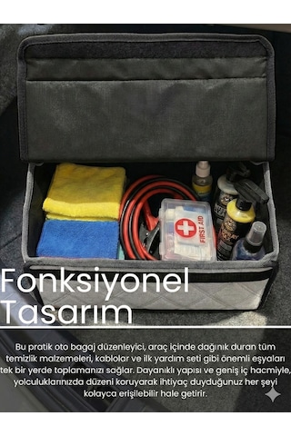 Araç Bagaj Düzenleyici Organizer Tay Tüyü Kaymaz Cırt Bantlı Geniş Hacimli Çanta A7