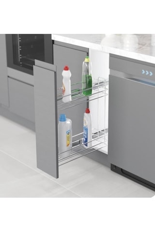 Yandan Tls.raylı Deterjanlık - 16 Cm Krom Gümüş