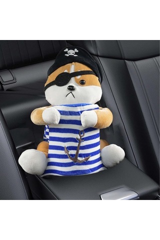 Createtech Turuncu Suntek Sevimli Peluş Köpek Mavi Kutu Evrensel Araba Doku Çöp Diğer