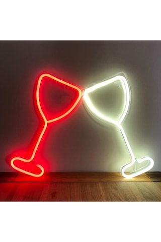 Kırmızı Proje Neon Led Aydınlatma Kadeh Gece Lambası Renkli