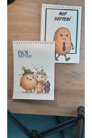 A5 Not Defteri Renkli Patates Kafa Kapak Çizgisiz Defter 50 Yaprak 2'li Set Çok Renkli