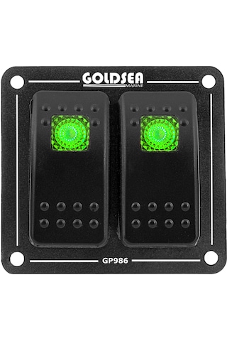 Goldsea Switch Panel Slim Model 2 Anahtar Yeşil Led 12 - 24V Yeşil