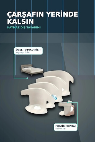 4'lü Şeffaf Çarşaf Ve Yorgan Sabitleyici Kaymaz Dişli Tasarım, Ev Temizliği İçin Pratik Çözüm Açık Indigo