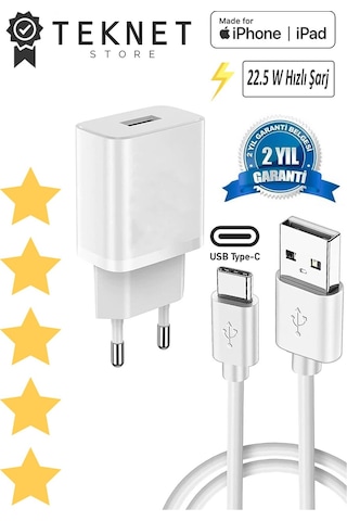 Apple Uyumlu iPhone 15 / Plus / Pro 22 W Hızlı Şarj Cihazı Type-c Turbo Hız Adaptörü Ve Kablosu