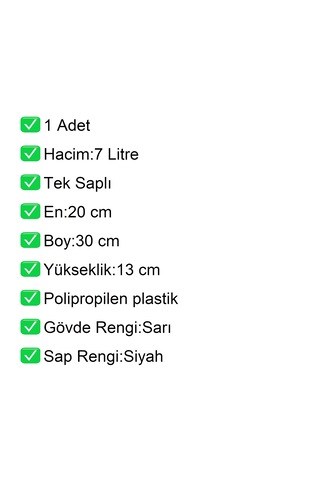 Kozmetik Ve Bijuteri Plastik Alışveriş El Sepeti 7 Litre Sarı 1 Adet / En:20 Boy:30 Yükseklik:13 Cm Sarı