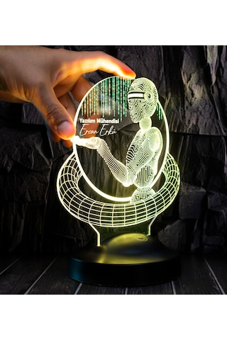 Yazılım Mühendisi Hediyesi, Yapay Zeka Mühendisi, Bilgisayar Mühendisi Hediyesi Kişiye Özel 3d Led Lamba, Yazılımcı Hediyesi