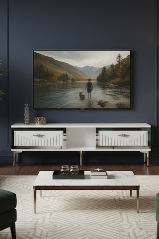 Tsa1503bs - Tunatv150 Tv Stand, Tv Sehpası Beyaz-sılver 150cm Beyaz-sılver