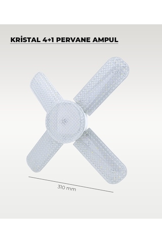 60w Kristal Pervane 4+1 Kanatlı Ampul 6500k Beyaz Işık 1 Adet