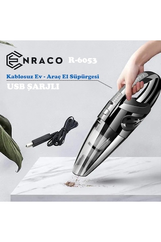 Enraco R-6053 Kablosuz Güçlü El Araç Ev Süpürgesi 120w Yüksek Güç İle Temizlik