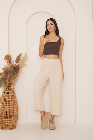 Darlin Moda Bej Yüksek Bel Bol Paça Pantolon Dm3003 Bej