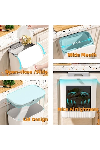 Tongxida 9l Mutfak Askılı Atık Kutusu Kapaklı Lavabo Altı Çöp Kutusu Kırmızı, Sürgülü Kapaklı Yeşil