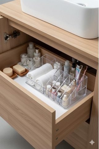 Şeffaf Akrilik Banyo Kozmetik Düzenleyici Organizer 13x22x8 Cm Diğer