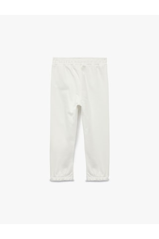 Koton Pamuklu Beli Lastikli Basic Şardonlu Jogger Eşofman Altı Ekru 6wmg40030ak