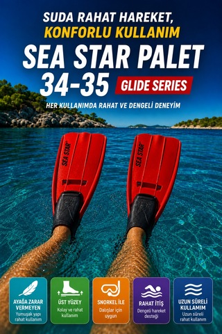 Deniz Paleti 34-35 Numara Yüzme Paleti Snorkel Dalış Rahat Esnek Hafif Tatil Paleti Seti Kırmızı Siyah