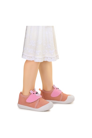 Kiko Kids Winni Cırtlı Kız Bebek İlk Adım Panduf Ayakkabı Pudra