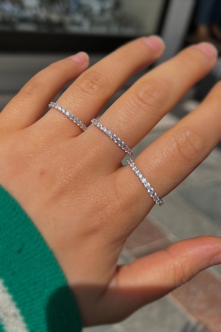 Gümüş 2 Mm Taşlı İnce Tamtur Gümüş Yüzük Alyans Diğer