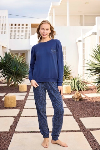 Aydoğan Kadın Asya Termal Leopar Lacivert Pijama Takım 0491 Koyu Mavi