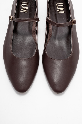 Luvishoes Luvi Shoes Lunaıre Kahverengi Hakiki Deri Tek Bantlı Sivri Burun Kadın Babet Ayakkabı Kahverengi