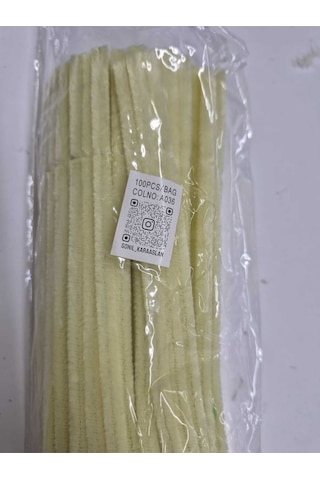100 Adet Soft Krem A036 Renk Şönil Çubuk 30 Cm Çiçek Yapımı - El İşi - Hobi - Parti Yapay Çiçek