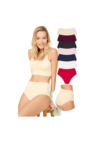 Yüksek Bel Basic Lazer Kesim Bikini Külot 7'li Paket - 2 Çok Renkli 5