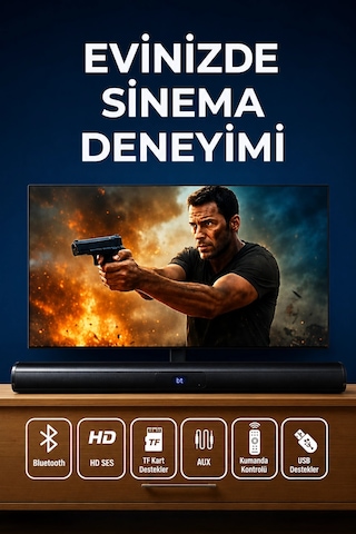 Hepu Hp-tv05 Bluetooth Soundbar Hoparlör Ses Sistemi - Tv Ve Bilgisayar Uyumlu Ev Sinema Sistemi