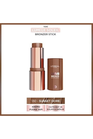 L'oreal Cosmetics Lumi Bronzlaştırıcı Stick - 130 Sunset Dore Krem-toza Bronzlaştırıcı Çubuk, Sunkissed Glow, Yapılabilir, Karıştırılabilir Ve Asla Cakey, Stick Soleil Diğer