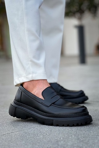 Roof Atelier Erkek Siyah Kalın Taban Loafer Ayakkabı - 2417 - Fst Siyah