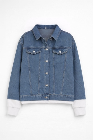 Kadın Düğmeli Sweat Jean Ceket mavi