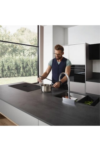 Hansgrohe Aquno Select M81 Tek Kollu Eviye Bataryası 170, Çekilebilir El Duşu, 3jet, Sbox Krom krom
