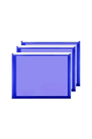 A4 Şeffaf Fermuarlı Dosya Mavi 3 Adet Pvc Fermuarlı Evrak Dosyası 24x34cm Çıtçıtlı Belge Evrak Dosyası Ofis B