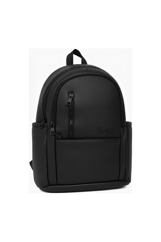Yuga Suni Deri Dört Gözlü Sırt Çantası Siyah Siyah