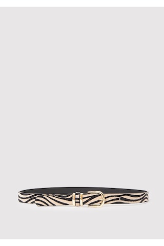 Mavi - Zebra Desenli Suni Deri Kemer 1913570-900 Siyah