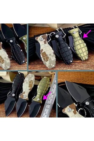 Omeniv Yeşil Kabza Çelik Kamp Çakı Kamp Bıçak Anahtarlık Kolye Outdoor Çok Renkli