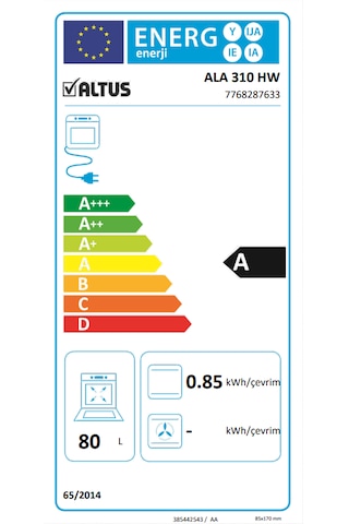 Altus ALA 310HW 65 L Ankastre Fırın Beyaz