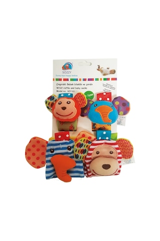 Sozzy Toys szy118 Sevimli Hayvanlar Çıngıraklı Çorap Ve Bileklik Çok Renkli