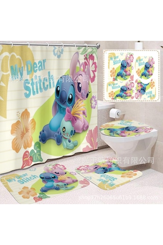 Leezsing Amerikan Stilinde Klasik Kartoon Desenli Duş Perdesi - Poliester, Su Geçirmez, Moğoya Dayanıklı, Kalın, Banyo Için Islak-kuru Bölme, 350 Gr, 3'lü Set Diğer