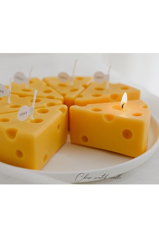 Peynir Şekilli Kokulu Mum,120g Aroma Soya Mumu Dekoratif Mum Masa Fotoğraf Prop Doğum Günü Hediyesi İçin,meditasyo Çok Renkli