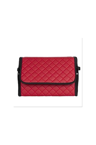Oto Bagaj Organizeri Kapitone Deri Çanta Kırmızı Renk 1 Adet