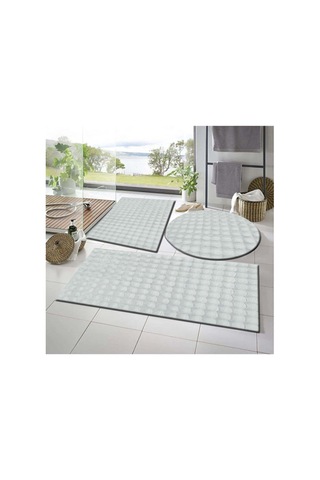 Raschel Carpet Balat Halı Kaymaz Taban Yıkanabilir Bubble Peluş Banyo Paspası Beyaz