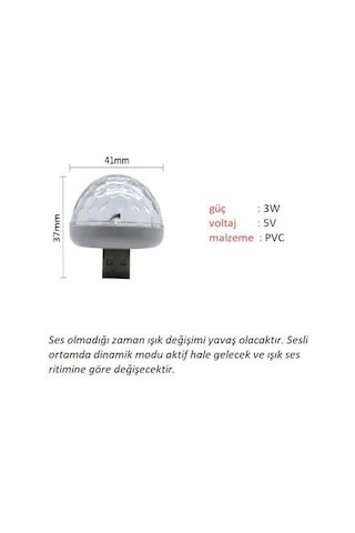 4W Magic Ball Araç İçi USB Disko Topu
