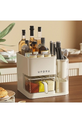 Pazly Çok İşlevli Modern Mutfak Baharat Rafı Krem, Sanbuyos Listesi, Sanbuyos Depolama Çözümü Krem