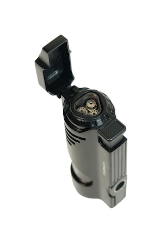 Parmida 3 Torch Pürmüz Delicili Siyah Metal Puro Çakmağı - Tr9517