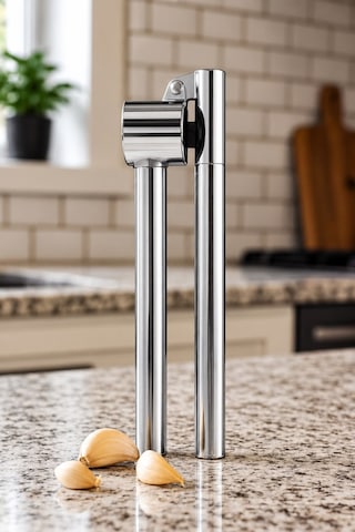 Profesyonel Sarımsak Ezici Paslanmaz Çelik Ergonomik 18 Cm Gümüş