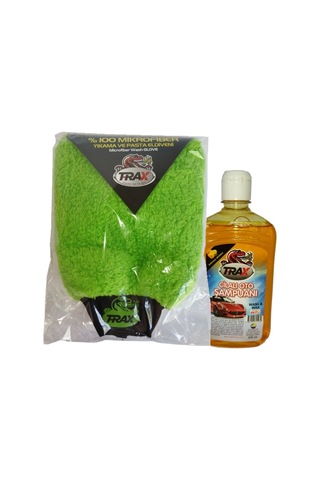 Araba 100%mikrofiber Havlu Yıkama Eldiveni + Oto Cilalı Araç Şampuanı 500 Ml