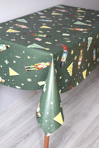 Elyaf Silinebilir Pvc Muşamba Masa Örtüsü 1201-2admschristmas Yeşil