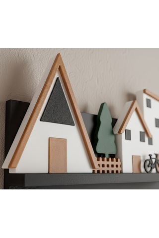 Minik Evler V2 Anahtarlık-duvar Askılı Anahtarlık - Anahtarlık Askısı-duvar Anahtarlığı 22x17 Cm 22x17 Cm