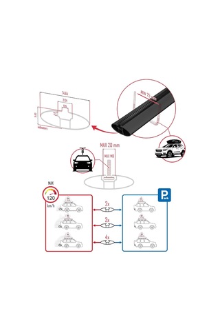 Accessorypart Subaru Crosstrek 2024 Ve Sonrası İle Uyumlu Fly Model Ara Atkı Tavan Barı Siyah 2 Adet