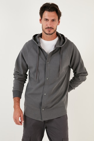 Buratti Pamuklu Kapüşonlu Relaxed Fit Erkek Gömlek 5905468 Antrasit