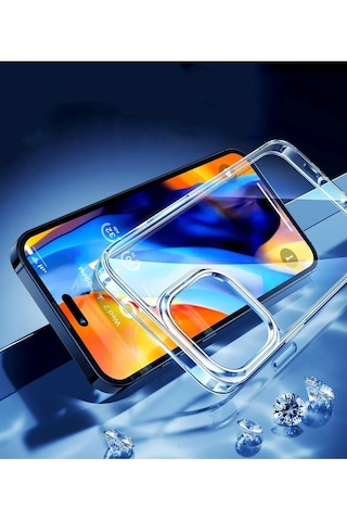 Apple Uyumlu iPhone 14 Pro Max Kılıf Şeffaf Yumuşak Silikon Kamera Korumalı Yüksek Kalite Turuncu
