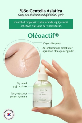 Luvum Nemlendirici ve Yatıştırıcı Cica Yağı İçeren Yüz Serumu LUVUM Cica Oil Serum